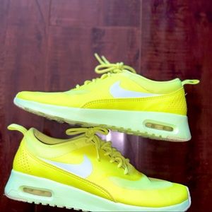 Women’s Nike Airmax Athletic Sneakers Neon Yellow- Thea Lace Up - Size 7